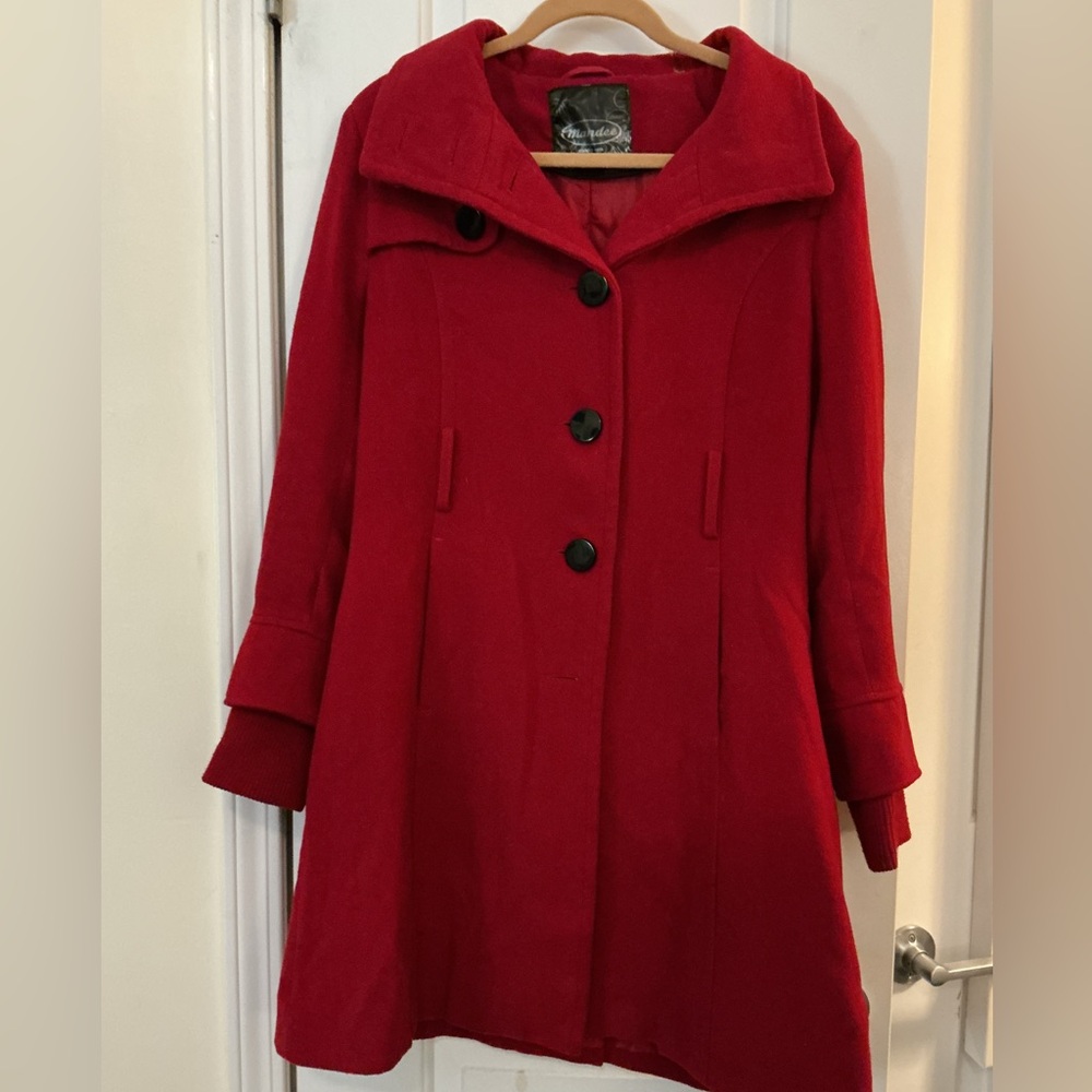 Mandee Red Pea Coat Size Large L